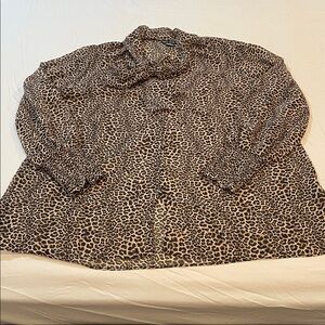 Animal print, size 18, sheer long sleeve blouse, with tie
